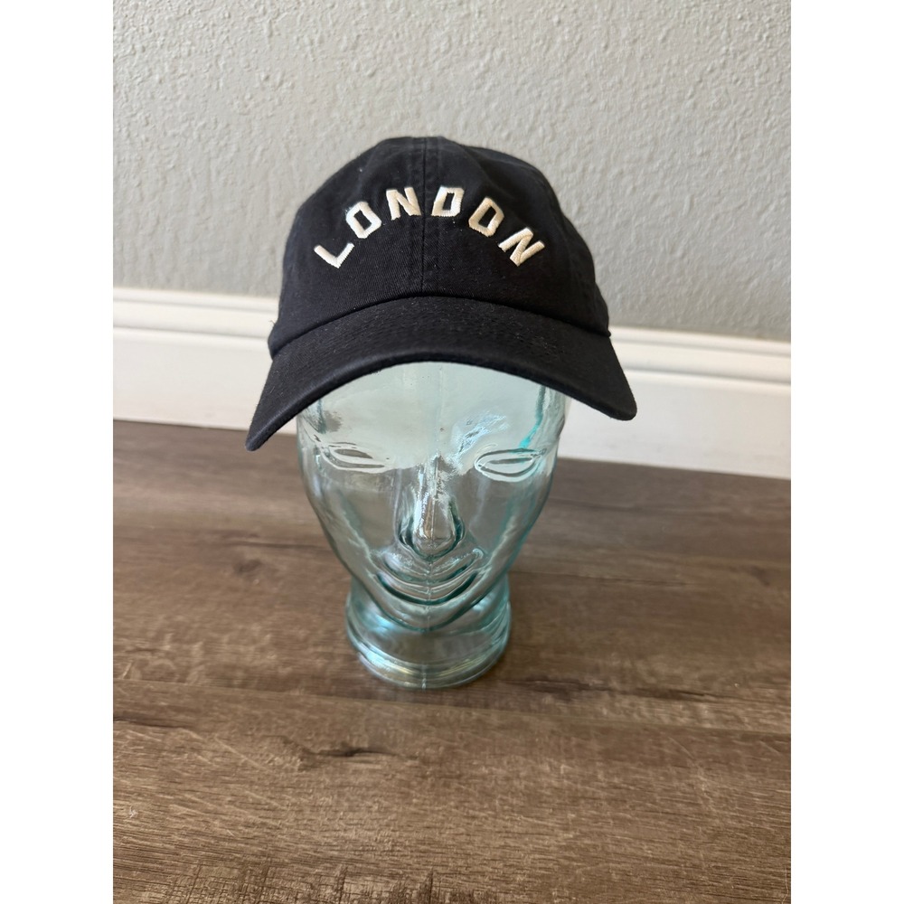 American Needle London Embroidered Black Cotton Adjustable Strapback Dad Hat Cap